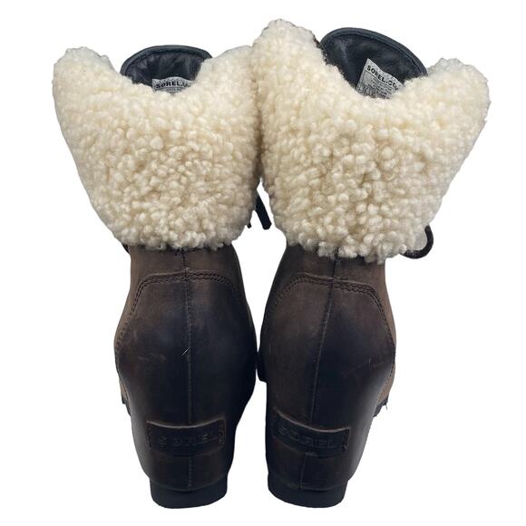 Sorel Women’s Conquest Brown Leather Waterproof Wedge Boot Size US 7.5 - Picture 8 of 10